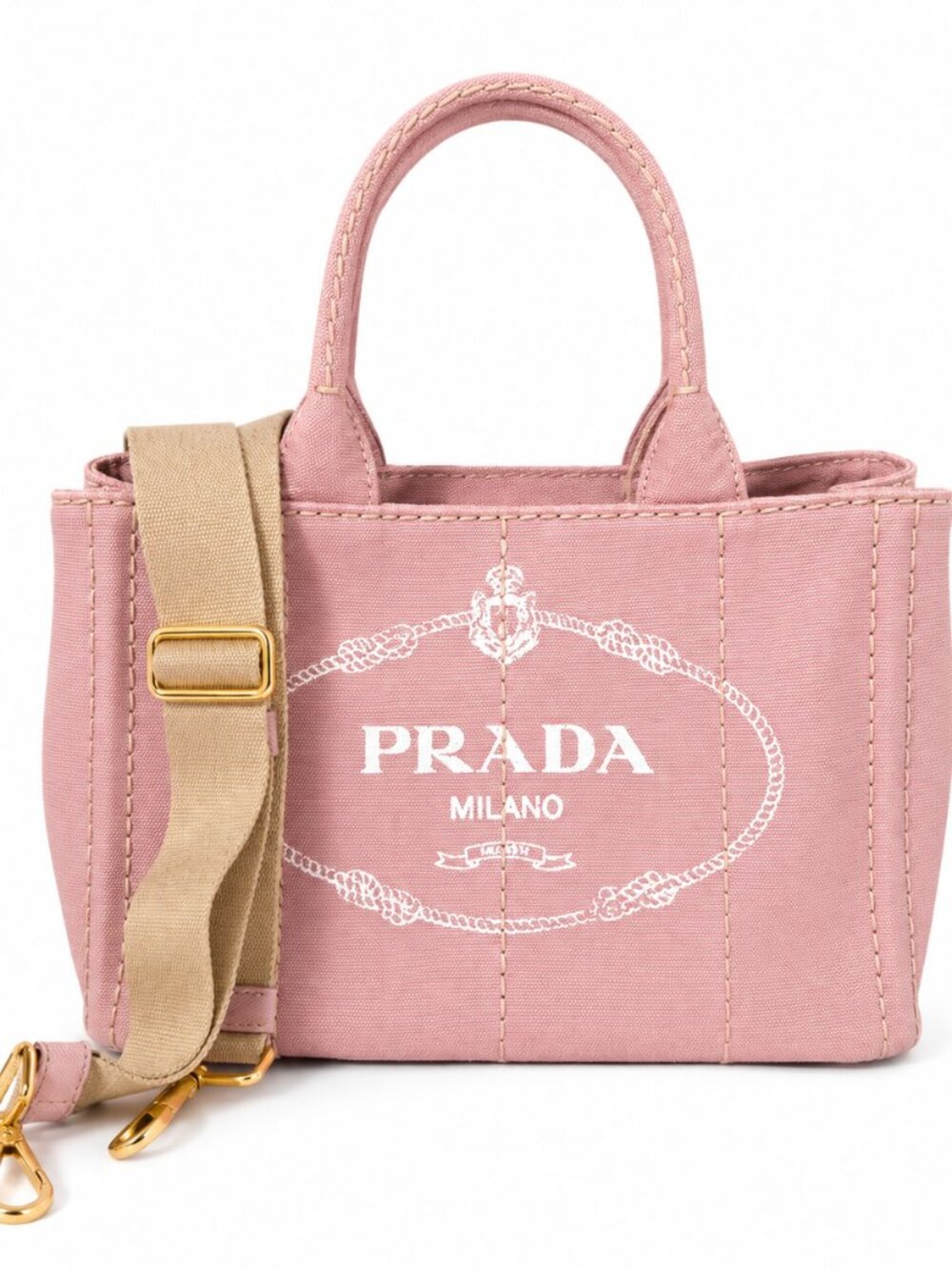 Authentic Prada Canapa Small Canvas Tote Bag MSRP$2,110
